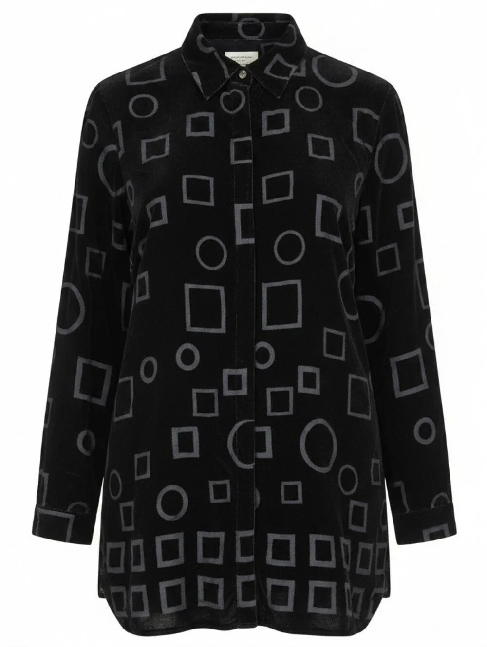 COLDWATER CREEK | Burnout Velvet Silk Rayon Hidden Button Tunic Blouse | XL